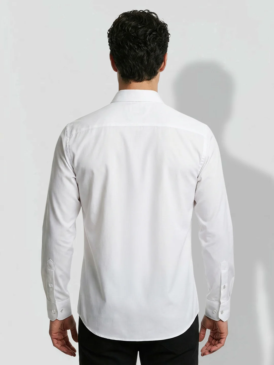 White Moderno Fit Men's Long Sleeves Spread Collar Casual Shirt by Being Human Clothing - Image 3