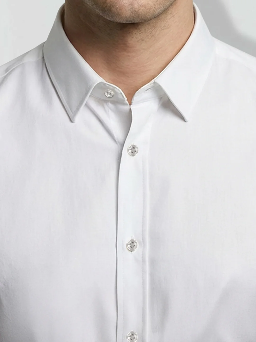 White Moderno Fit Men's Long Sleeves Spread Collar Casual Shirt by Being Human Clothing - Image 5