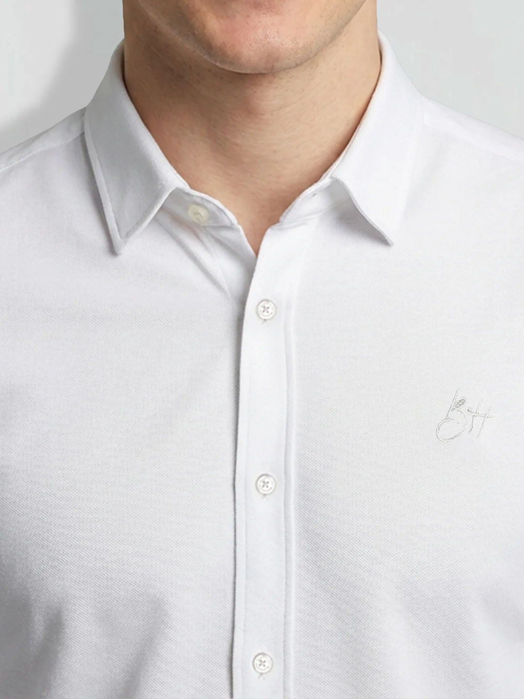 White Moderno Fit Men's Long Sleeves Spread Collar Shirt by Being Human Clothing - Image 5