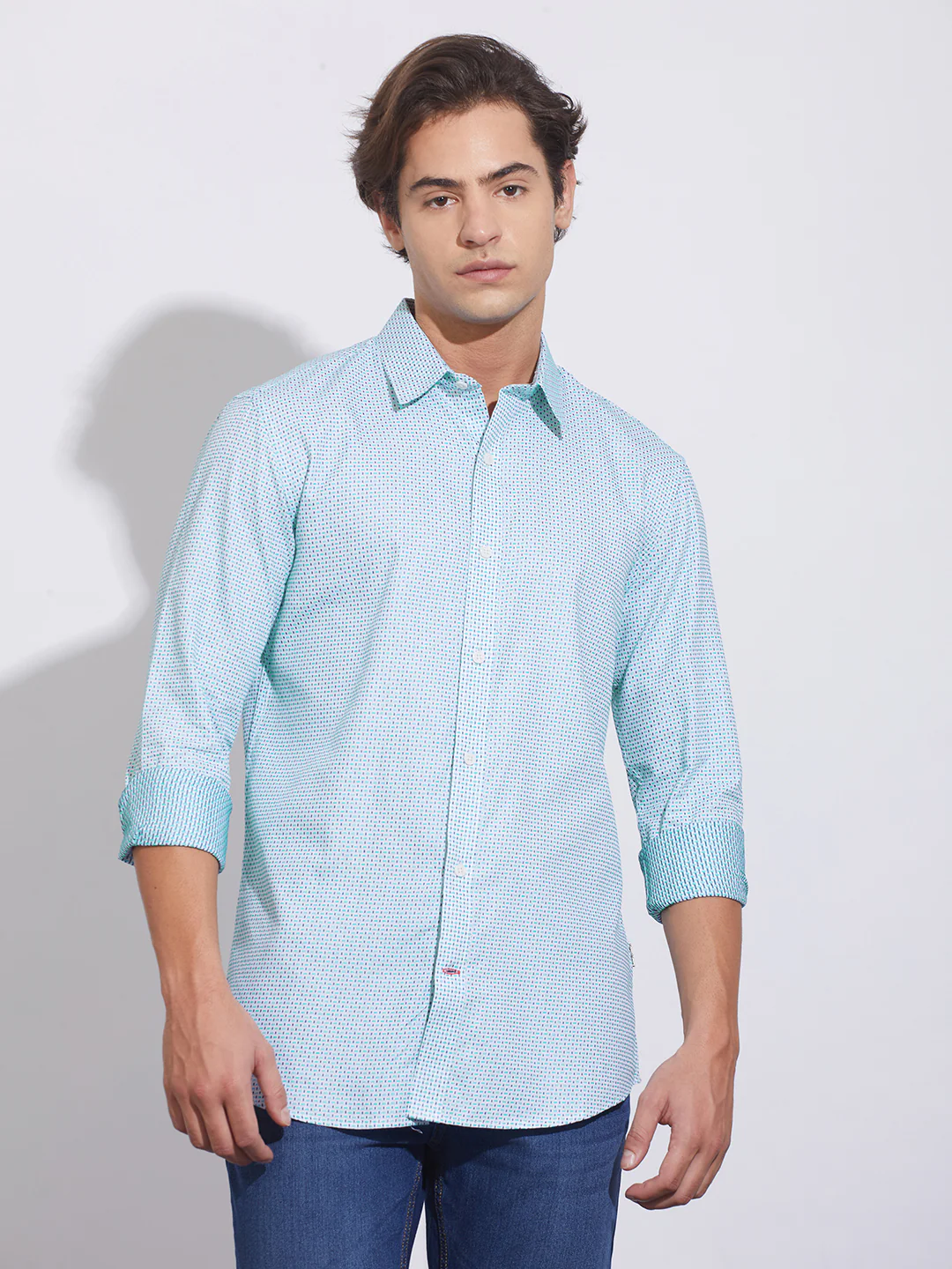 Blue Moderno Fit Regular Collar Shirt for Men by Being Human Clothing