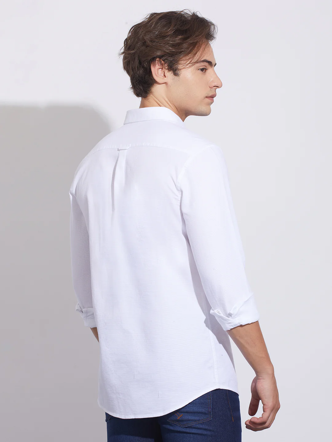 White Moderno Fit Regular Collar Shirt for Men by Being Human Clothing - Image 3