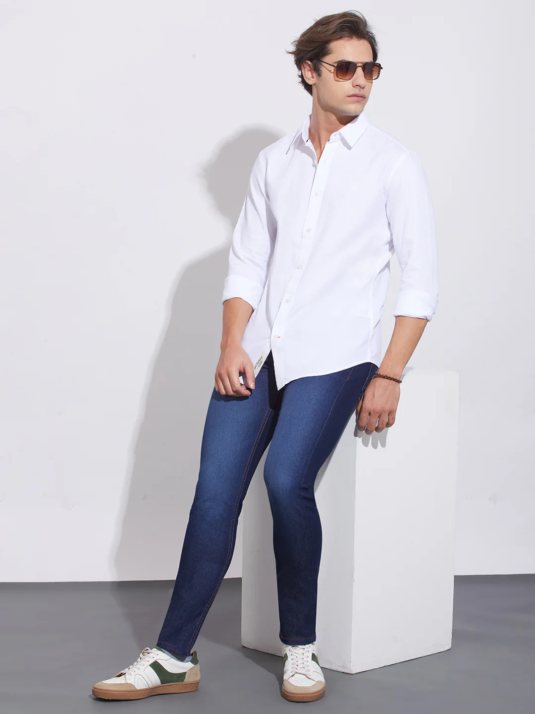 White Moderno Fit Regular Collar Shirt for Men by Being Human Clothing - Image 4