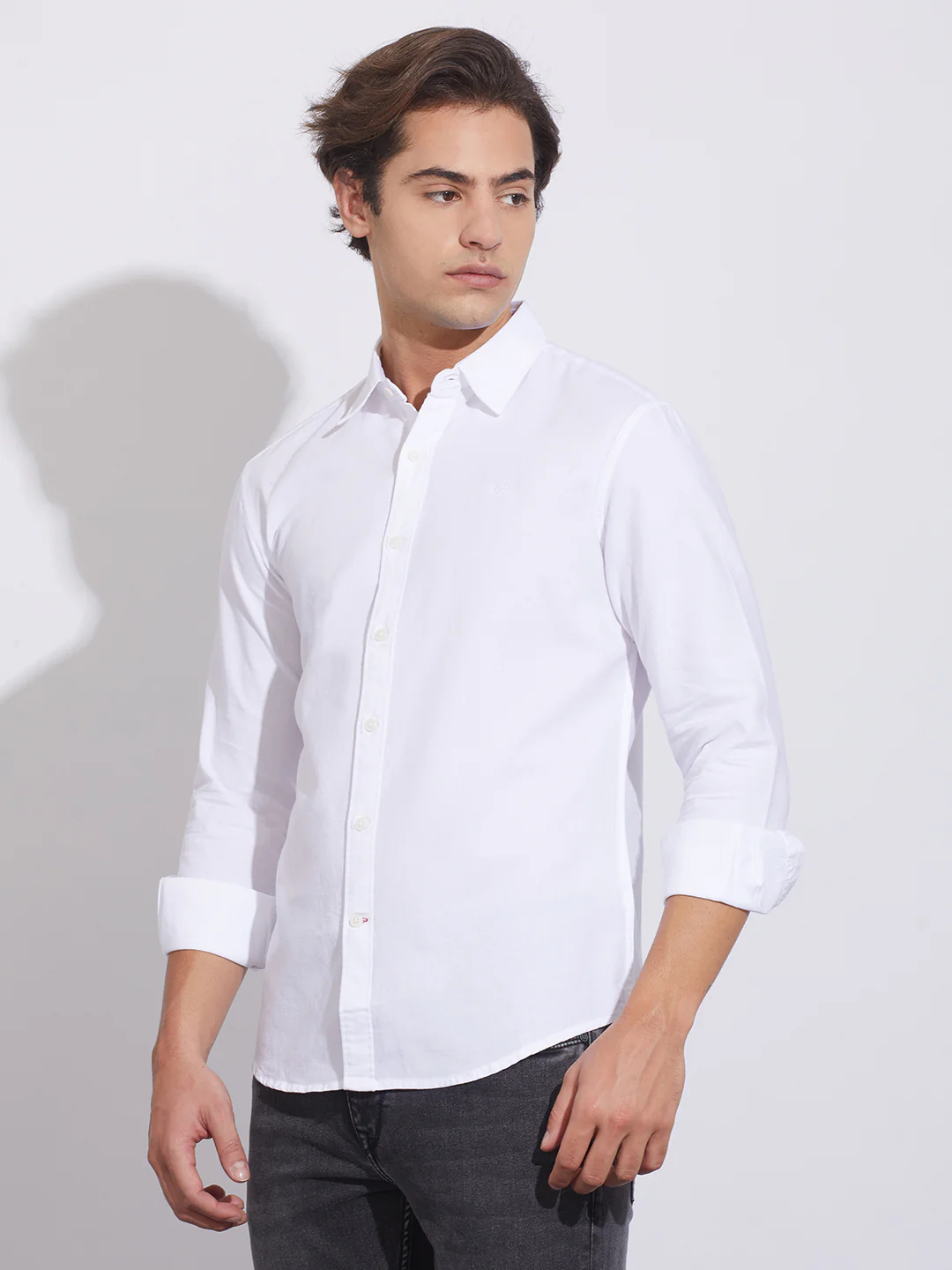 White Moderno Fit Regular Collar Shirt for Men by Being Human Clothing - Image 2