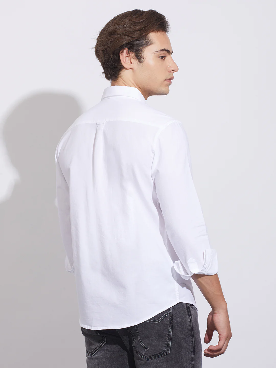 White Moderno Fit Regular Collar Shirt for Men by Being Human Clothing - Image 3