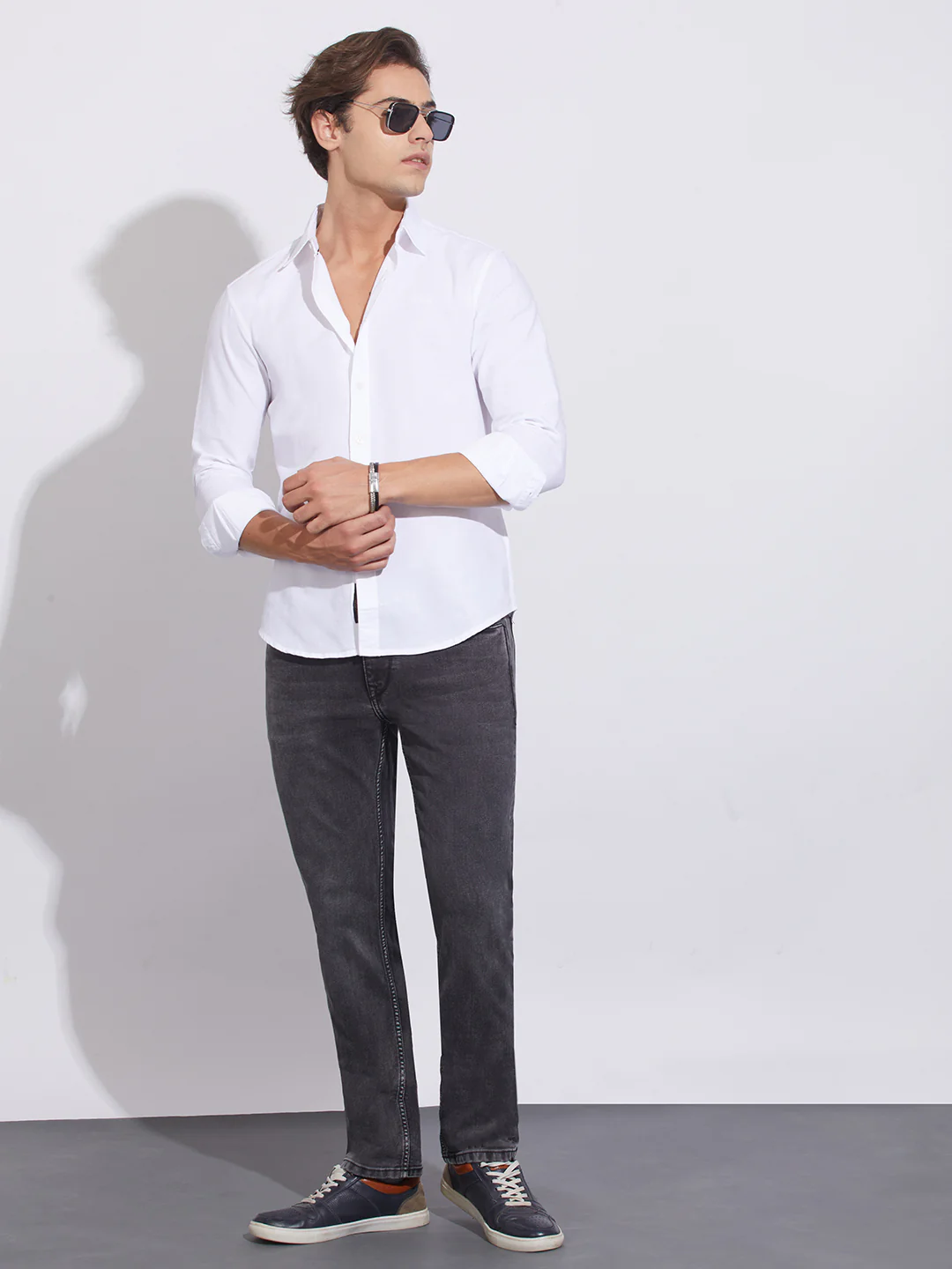 White Moderno Fit Regular Collar Shirt for Men by Being Human Clothing - Image 4
