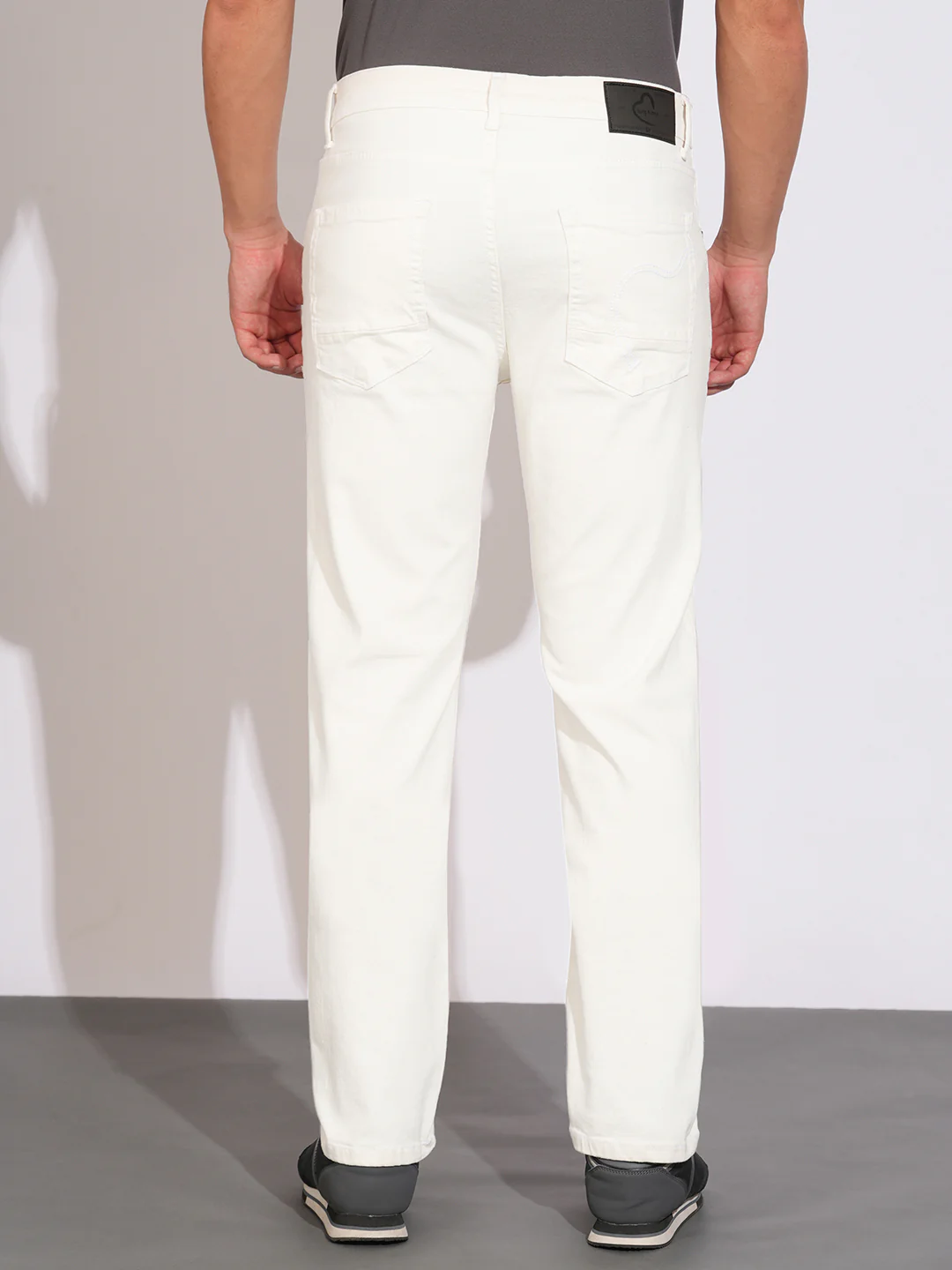 White Tone Straight Fit Denims for Men by Being Human Clothing - Image 3